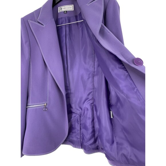 Travis Ayers Purple Two-Piece Pantsuit Size 12/14  RM10201 NWT Lined Blazer - Picture 7 of 16